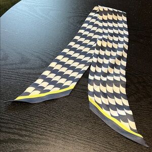 Vintage Colorful Abstract Feather Print Twilly Handbag Purse Scarf